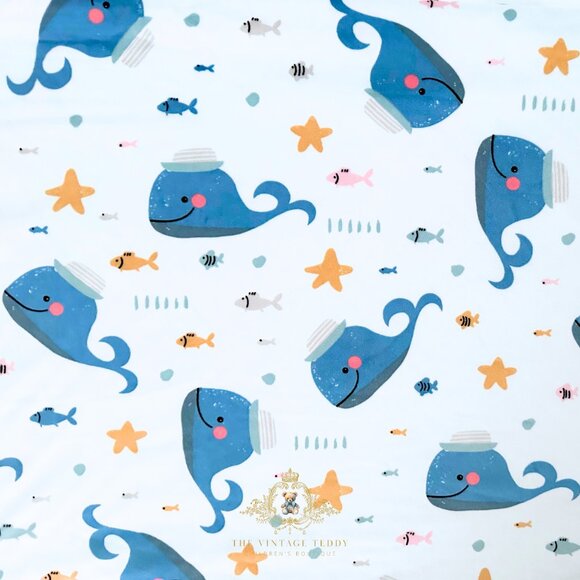 NWT Cute Children's Soft Plush Minky Reversible Blanket Mr. Whale & Friends - Picture 4 of 4